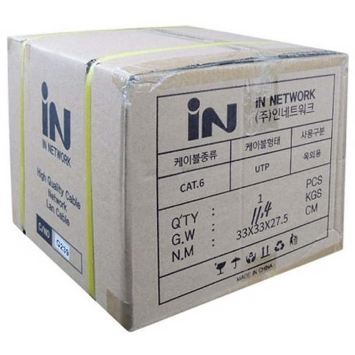 CAT6 UTP 옥외용 제작용 랜케이블 300M 블랙 드럼 IN6UTP300MOD, 300m, 1개, 드럼블랙