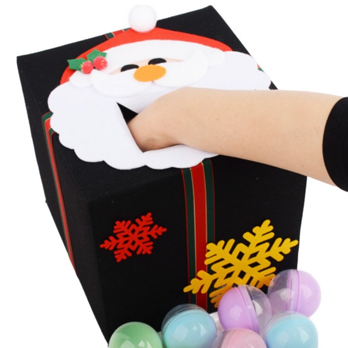 크리스마스 산타 궁금이 상자 DIY 뽑기상자 캡슐 포함 20cm