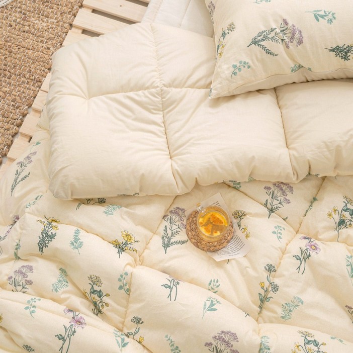 엘르넨 국내생산 야생화 광목 순면 100 사계절 차렵이불 휴비스 마이크로 향균솜 차렵이불