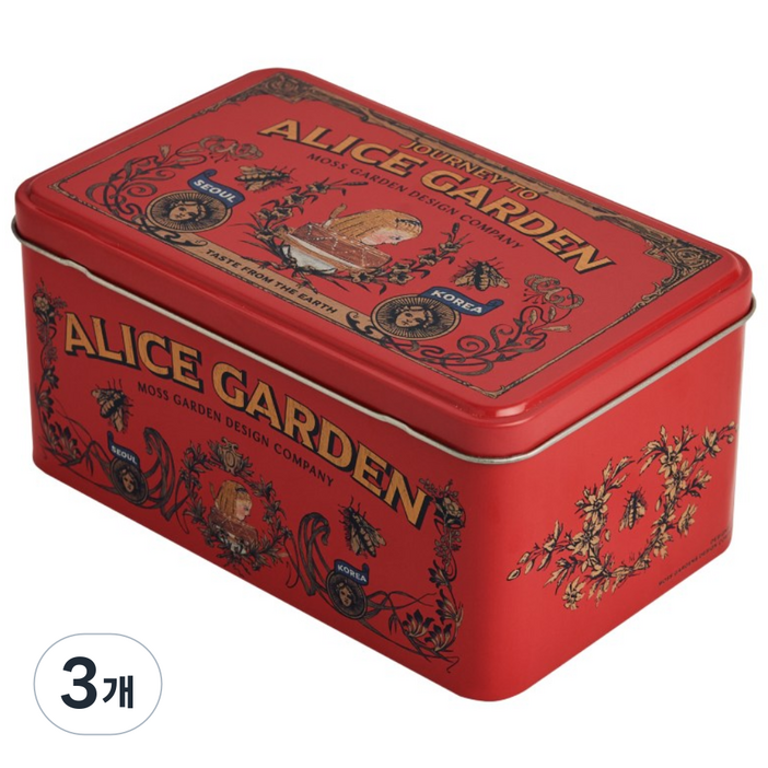 모스가든 사각 틴 케이스3type, 3개, 앨리스가든