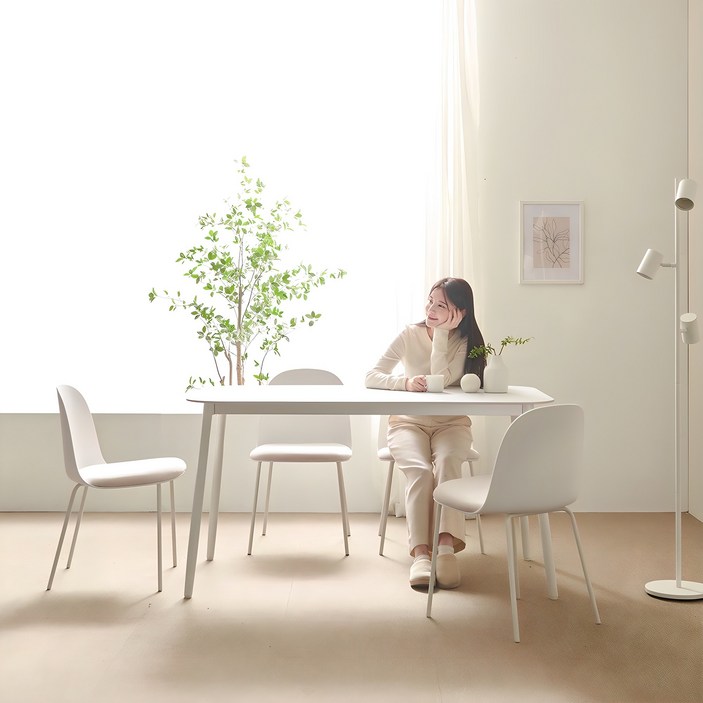 보니애가구 나탈리 포세린 세라믹 1400 식탁 + 의자 4p 세트 4인용 방문설치
