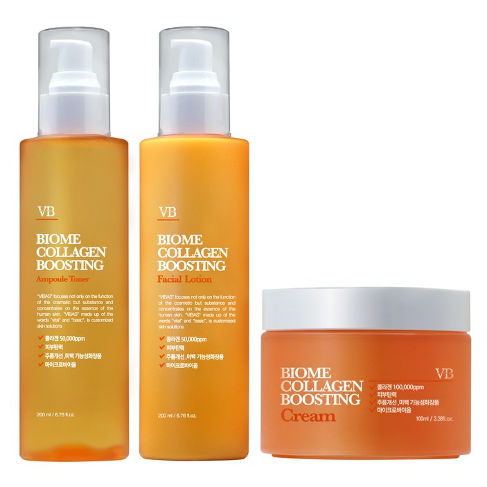 비바스 바이옴 콜라겐부스팅 탄력스킨 200ml + 로션 200ml + 크림 100ml 세트, 1세트