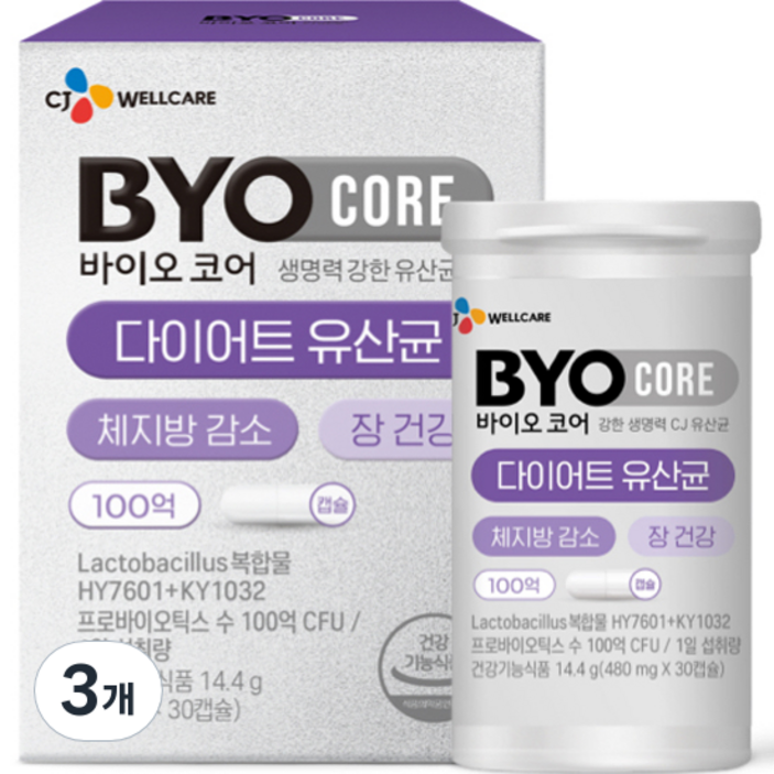 바이오코어 다이어트 유산균 14.4g, 30정, 3개