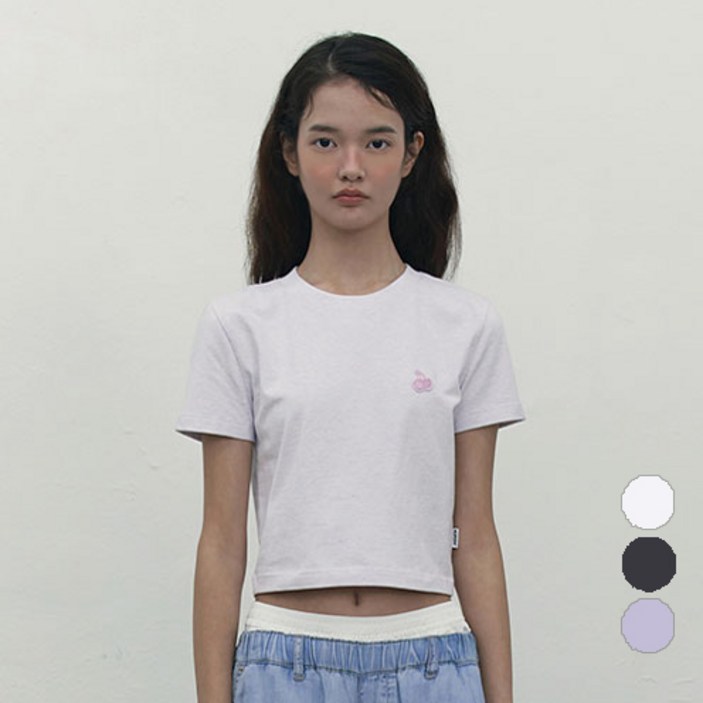키르시 우먼 스몰 체리 크롭 티셔츠 키르시 우먼 스몰 체리 크롭 티셔츠