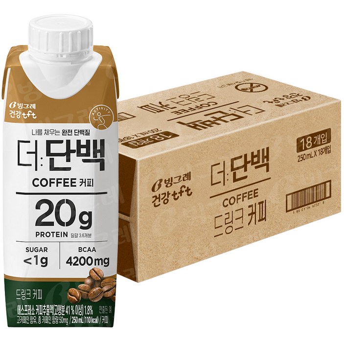 빙그레 더단백 드링크 커피 18p, 1개, 4500ml