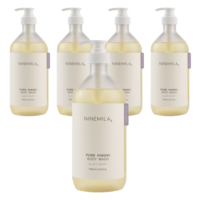 나인밀라 퓨어 히노끼 바디워시 블랙베리향, 1L, 5개