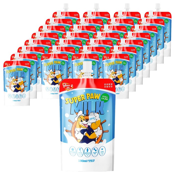 슈퍼포우 강아지 고양이 우유 펫밀크, 우유맛, 180ml, 30개
