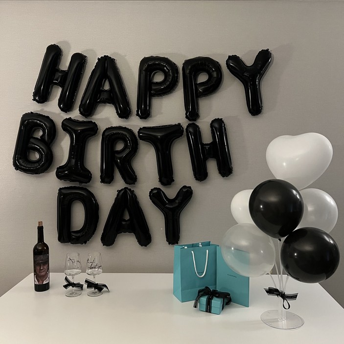 하피블리 연인 생일이벤트 풍선 가랜드 생일 파티 용품 세트, 생일가랜드블랙 하피블리 연인 생일이벤트 풍선 가랜드 생일 파티 용품 세트, 생일가랜드블랙