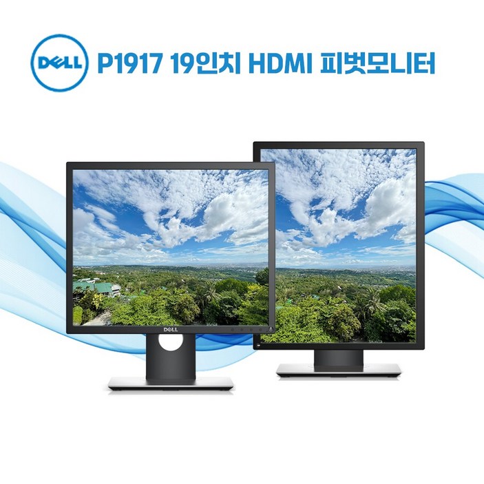 DELL 델 19인치 LED 모니터 P1917S IPS패널 HDMI지원 서브모니터 노트북 보조 피벗모니터
