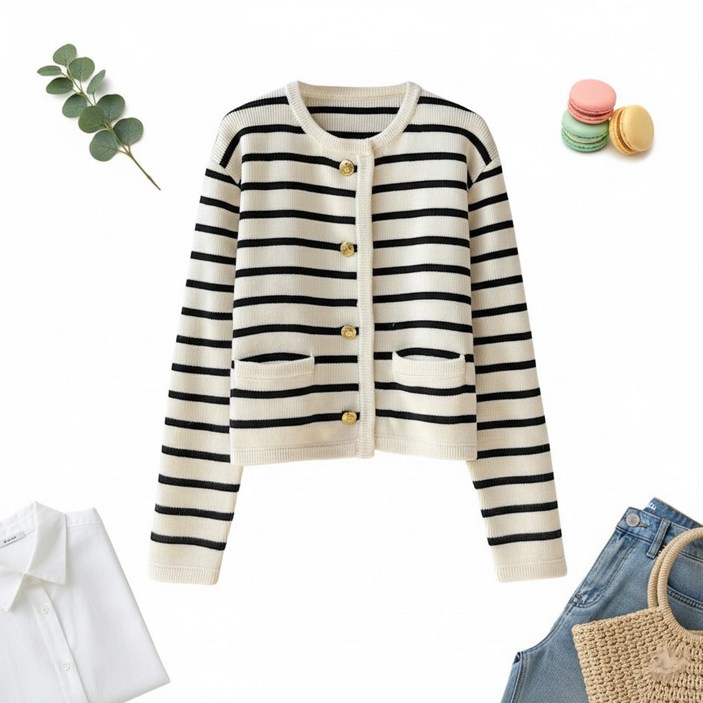 소울메이트 여자 스트라이프 데일리 니트 가디건