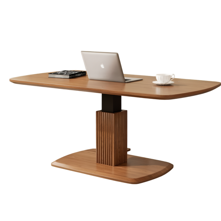 이센시아 원목 리프트 테이블 높이조절 거실탁자 소파테이블, 상판우드