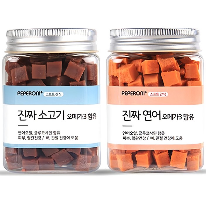 페페로니 오메가3 진짜 연어 진짜 소고기 강아지 간식, 소고기 연어, 180g, 1세트 페페로니 오메가3 진짜 연어 진짜 소고기 강아지 간식, 소고기 연어, 180g, 1세트