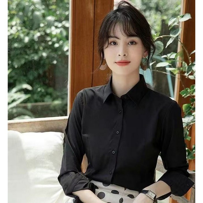 고퀄리티 여성 면접 블라우스 유니폼 스판 셔츠 블라우스 긴팔 R