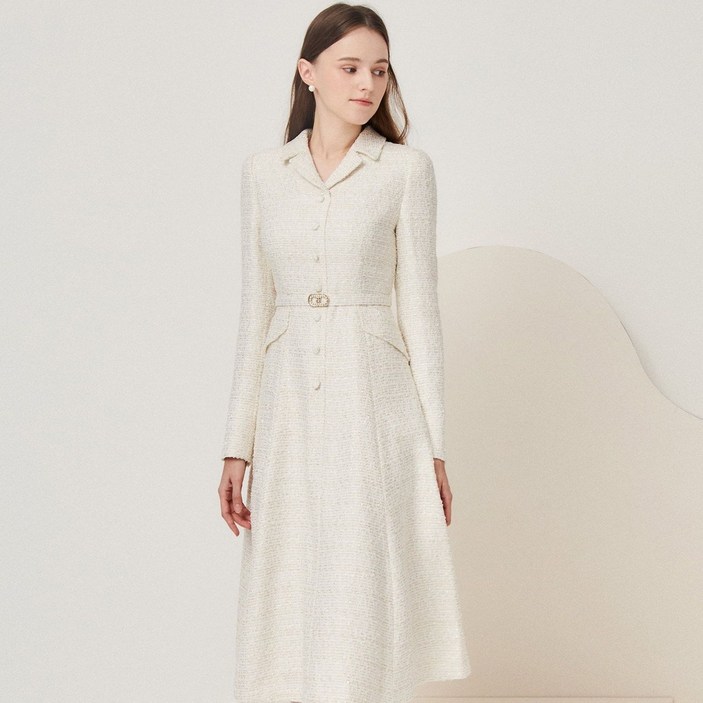 JJ지고트 플랩 장식 롤업 트위드 원피스GNAA0OP10 307486