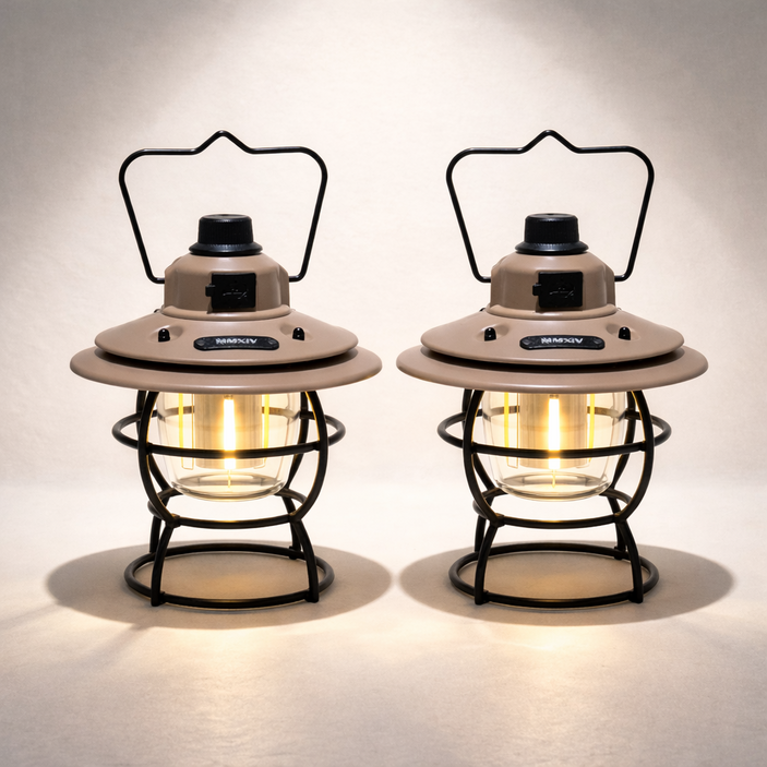 엘린 1+1 캠핑 감성 조명 2종 세트 C타입 충전식 무선 LED 3가지 색상 무드등