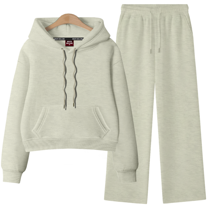 [ANSANGSA] 기모 무지 여성 후드 상하세트