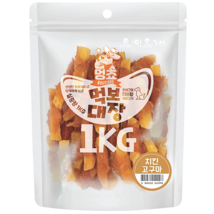 멍쵸 먹보대장 1kg 9종 강아지간식, 1개, 1kg, 먹보대장 치킨고구마 멍쵸 먹보대장 1kg 9종 강아지간식, 1개, 1kg, 먹보대장 치킨고구마