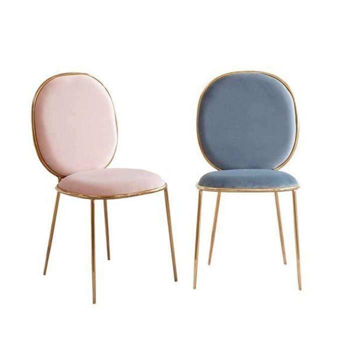 엘린까사 [리퍼특가] 마카롱 벨벳 의자 1+1, 블루+블루, 2개