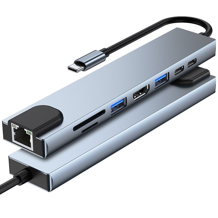 디지털케미 8포트 C타입 미러링 멀티포트 유선랜 USB 허브 DCMHCPD100
