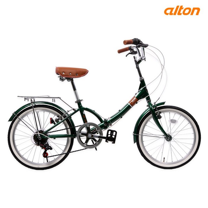 알톤미니벨로 [무료완조립] 알톤 레온 20인치 미니벨로 접이식 자전거 여성용 주니어 바구니 자전거, 레온 다크그린