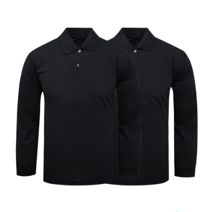 1+1 나인앤나인 CVT 쿨론 솔리드 주머니 긴팔 카라티 기능성 단체복 작업복 티셔츠