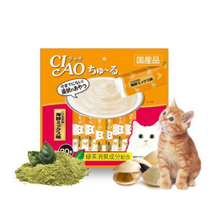 이나바 챠오츄르 고양이간식 닭 SC-128, 닭가슴살 + 해산물믹스 혼합맛, 60개입