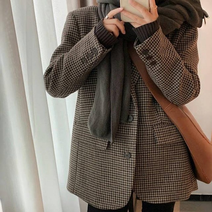 에쥬아 모직 하운드투스 자켓 오피스룩 정장 자켓 꾸안꾸 데일리룩 하객룩