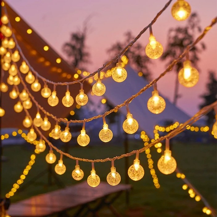 SASAKO 감성캠핑 LED 줄조명 앵두전구 크리스마스 장식등 파티라이트 정원 카페 야외조명 크리스마스조명 방수 줄조명 USB/배터리 양용형