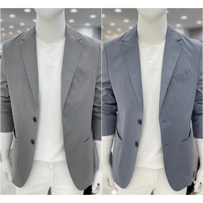 트루젠 남성 입체 패턴 스트레치 여름 캐주얼 면 콤비 자켓 2컬러 - 블루, 그레이_JK