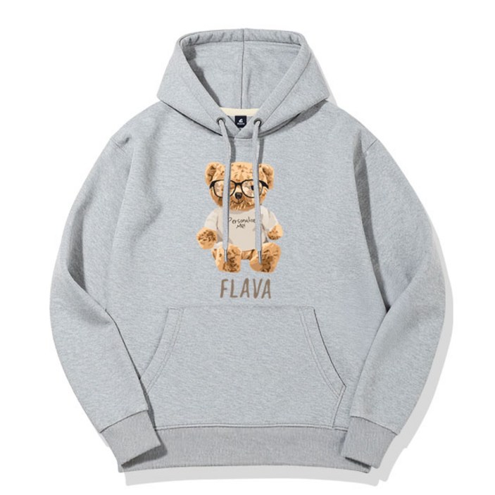 JYFASHIOIN SMART BEAR 후드티 곰돌이 그래픽 남녀공용 오버핏 기모 후드 빅사이즈