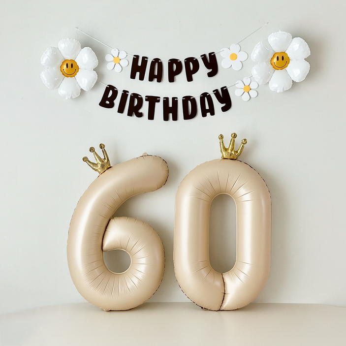 해피제이니 환갑이벤트 데이지 숫자풍선 환갑 칠순 생일 파티용품 세트
