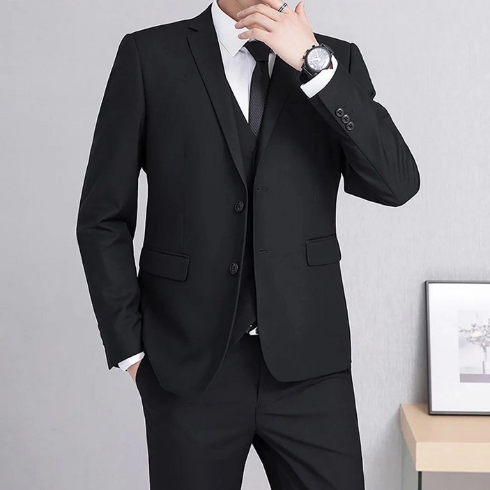 (대여) 블랙 양장조끼 남자 정장세트 3종