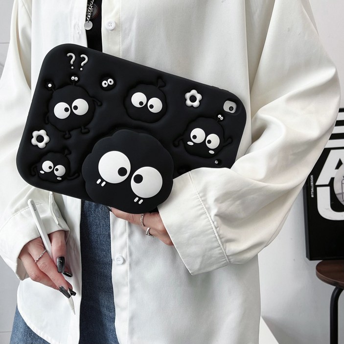 귀여운 먼지 캐릭터 아이패드 케이스 에어 프로 미니 말랑 실리콘 거치대 태블릿 케이스