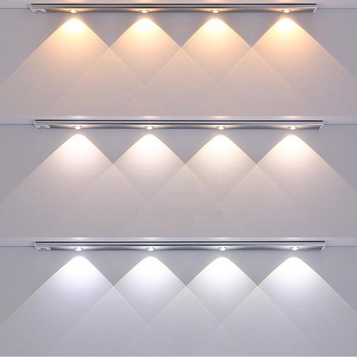 엘스토리몰 3색 변환 무선 센서바 자석 부착식 렌즈형 LED바 센서등 충전식 보조등 간접조명 C타입 4Size, 1개