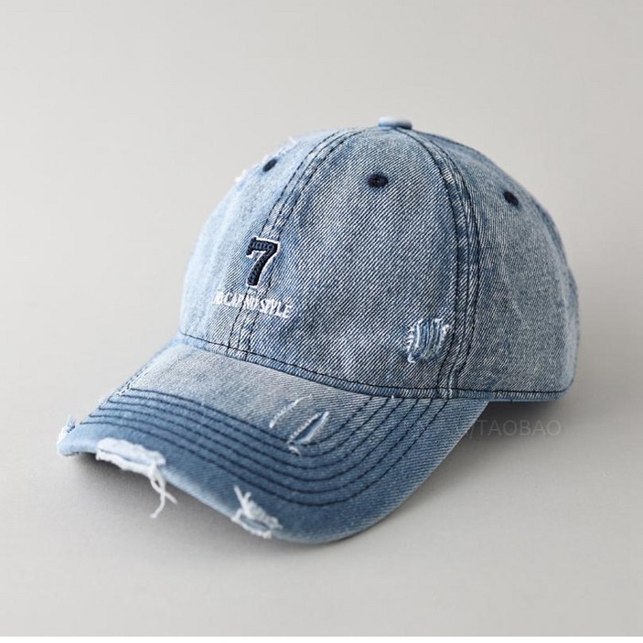 컬러플트립 남녀공용 데님 자수 빈티지 청모자 야구모자