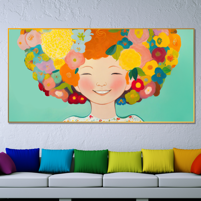 아트블루 꽃의 여인 인물 추상화 북유럽 감성 그림 인테리어 액자, 13_꽃13_꽃 머리 여인 머리 여인
