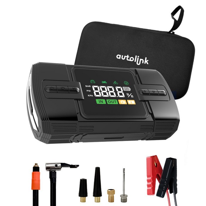 아우토링크 자동차 점프스타터 + 타이어공기압주입기 + 보조배터리지원 오토바이 가능