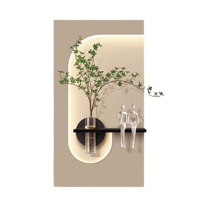 데일리유즈 벽걸이 LED 조명 식물 화분 액자 벽장식 거실 현관 인테리어, 1개, 화이트+블랙