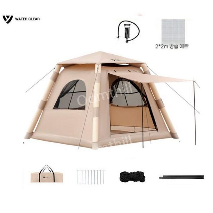 지프텐트 에어텐트 캠핑 OOMTH 풍선 텐트 야외 두꺼운 방수 접이식 휴대용 장비 4~8인용, OOMTH 에어텐트+사은품+방습매트 - 4-8 인용