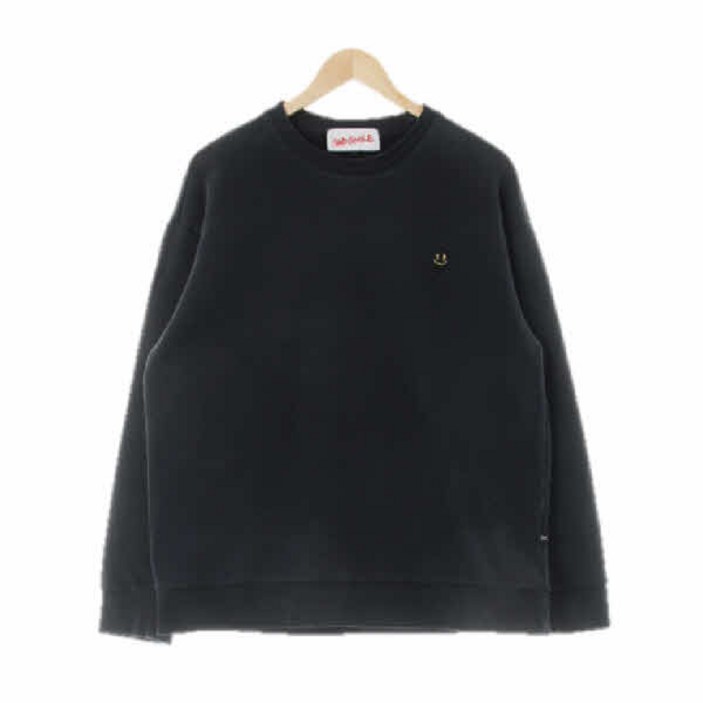 커스텀멜로우 8405 블랙 면혼방 새드스마일맨투맨 M