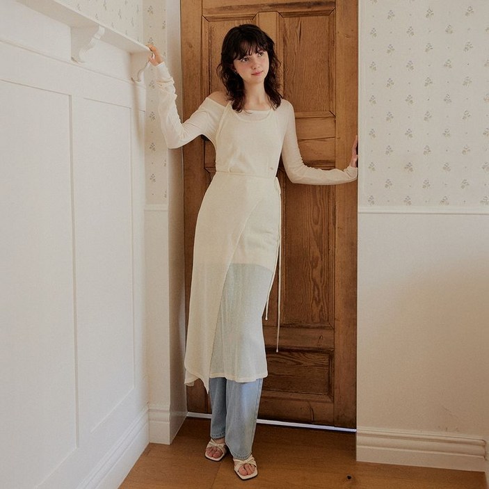 어다울 Layered knit dress set ivory