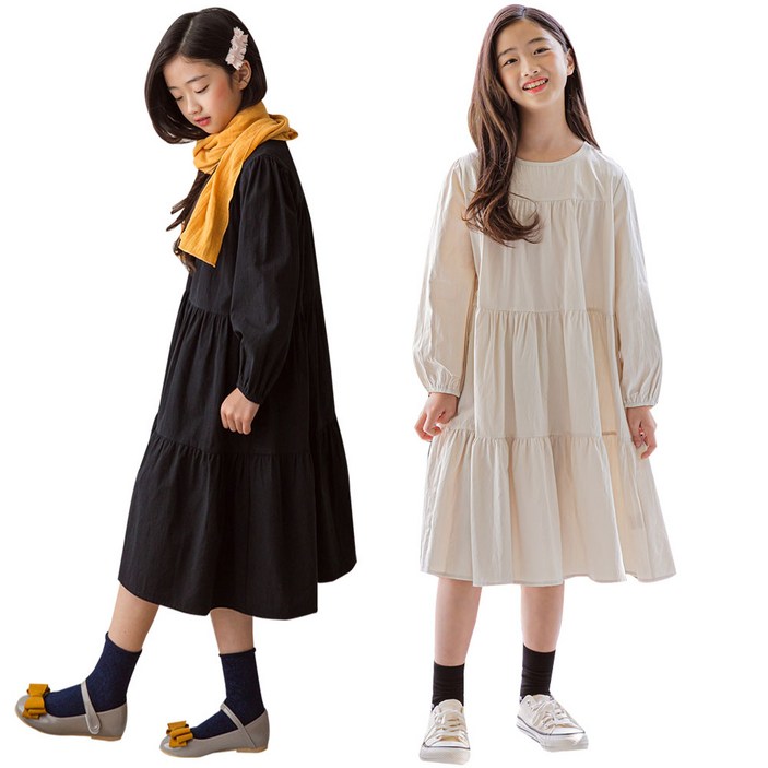 125-155cm 아동 원피스 주니어 여아 키즈 롱 가을 아동복 캉캉 원피스 미니로이 러쉬 초등 중학생