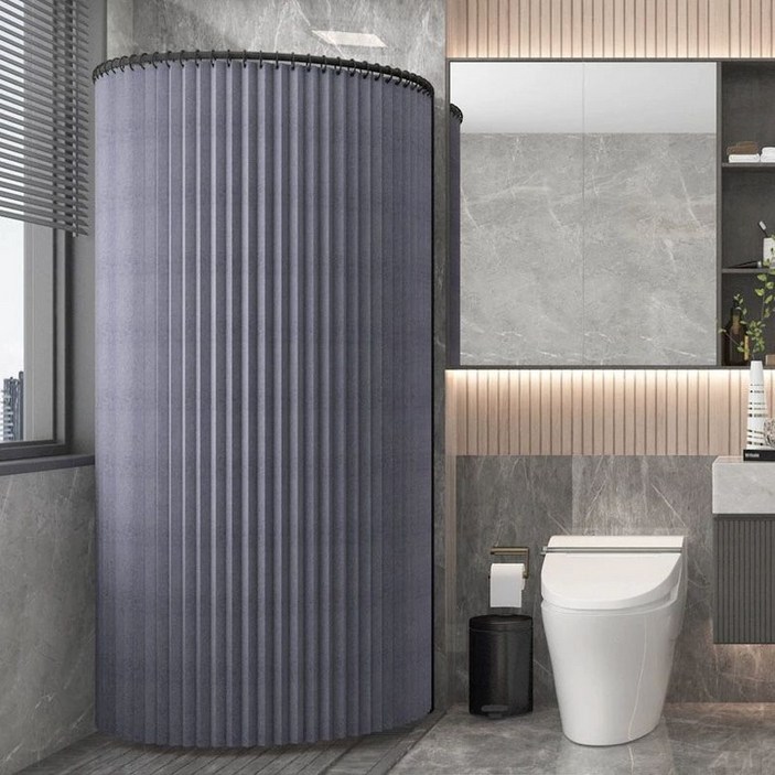 욕실 원형 샤워커튼 가림막 자바라 봉세트 화장실 샤워