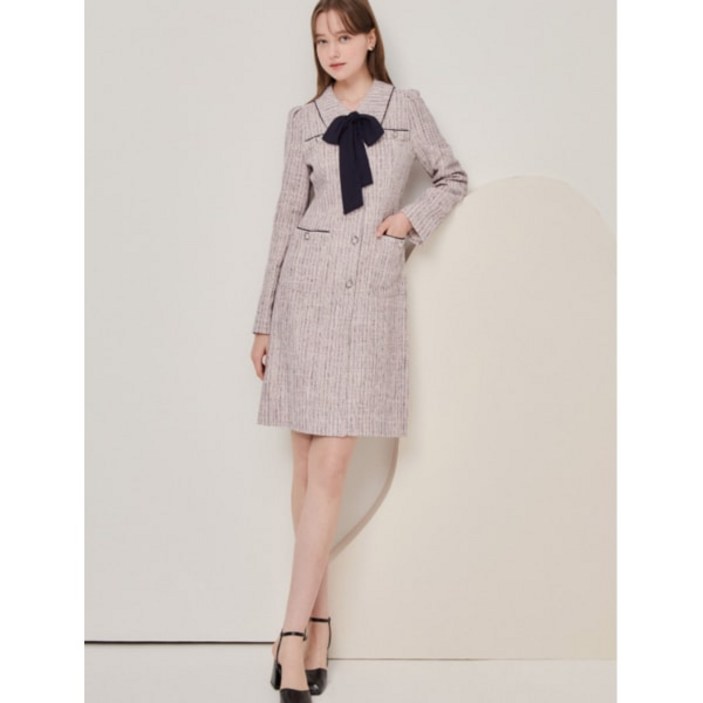 ❲백화점정품❳ JJ지고트 여름 편한 원피스 파이핑 디테일 트위드 GN9A0OP57 하객 오피스 룩