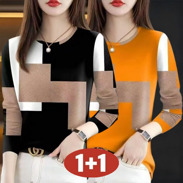 오스틱니  (완전 편한)  85kg까지 빅사이즈 1+1 2026 신상 여성 봄가을 라운드넥  날씬해 보이는 캐주얼 디자인 감성 외출용 겨울 긴팔 세트