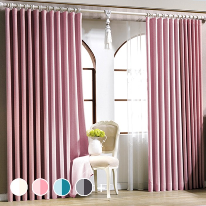 빠른배송 시우데코 투톤 암막커튼 2p커튼끈커튼봉 or 커튼레일 세트