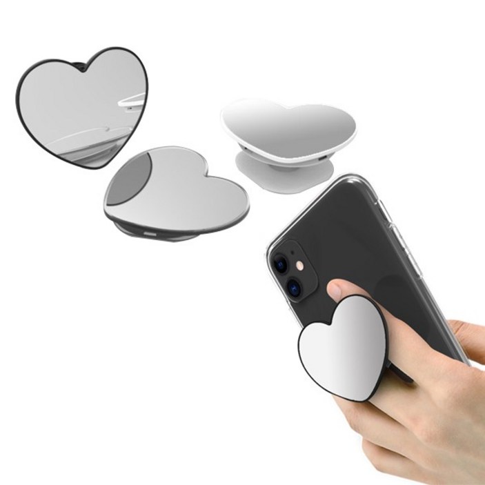 프리모 하트 글라스 거울미러 핑거그립 폰거치대 스마트 폰톡
