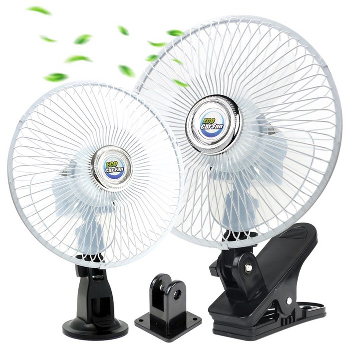 ECO 차량용 선풍기(거치대 3종) 집게 흡착 피스 호환 자동차 화물차 선풍기, 8인치24V (집게+흡착+피스형)