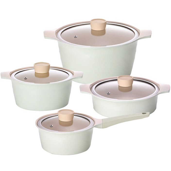 키친플라워 인덕션 쿠킨 레몬민트 세라믹 냄비 세트 4개, 민트, 편수 16cm 양수 18cm 양수 24cm 전골 20cm, 1세트 키친플라워 인덕션 쿠킨 레몬민트 세라믹 냄비 세트 4개, 민트, 편수 16cm 양수 18cm 양수 24cm 전골 20cm, 1세트