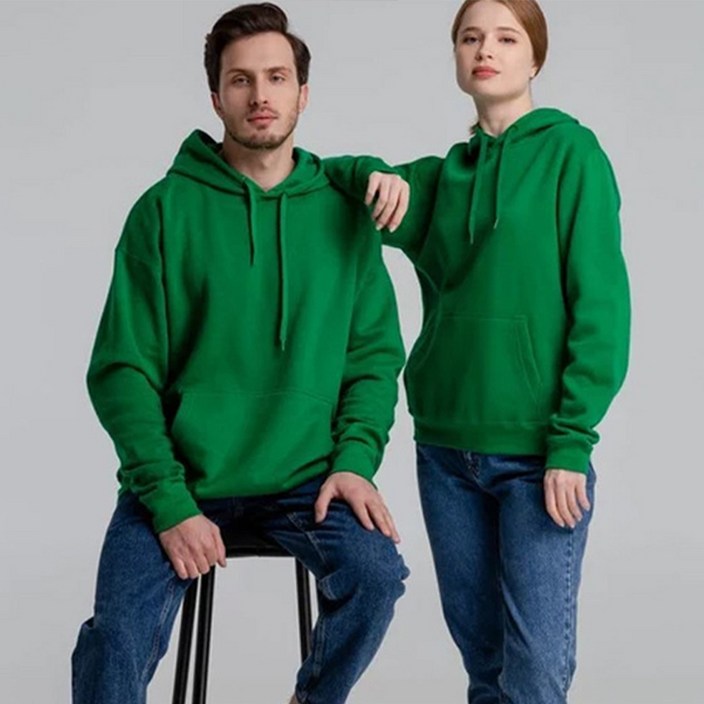 엘쏘 남녀공용 무지 베이직 루즈핏 컬러 포켓 후드 티셔츠